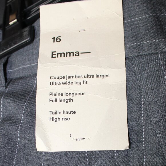 NWT Frank And Oak Emma Gray wide stripes classic wide leg lined pants size 16 - Picture 4 of 8